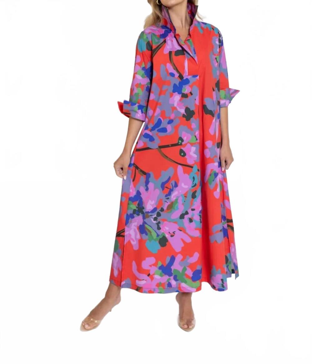 NEW HOUSE OF MBR ruthie shirt midi dress in miss scarlet - Picture 4 of 4